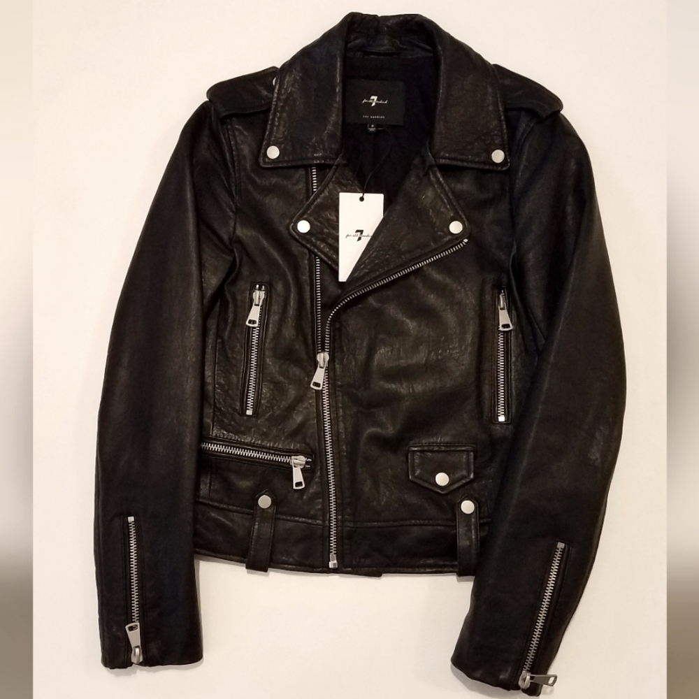7 For All Mankind Leather Motorcycle Jacket